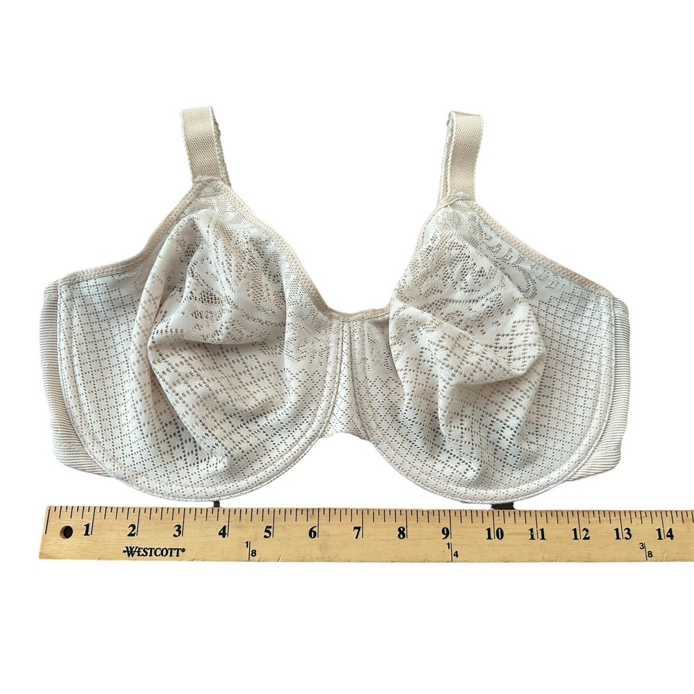 Wacoal Bra Womens Size 36DDD Underwire Beige Lace Full Coverage Hook Loop #EE7-1 - Picture 2 of 6